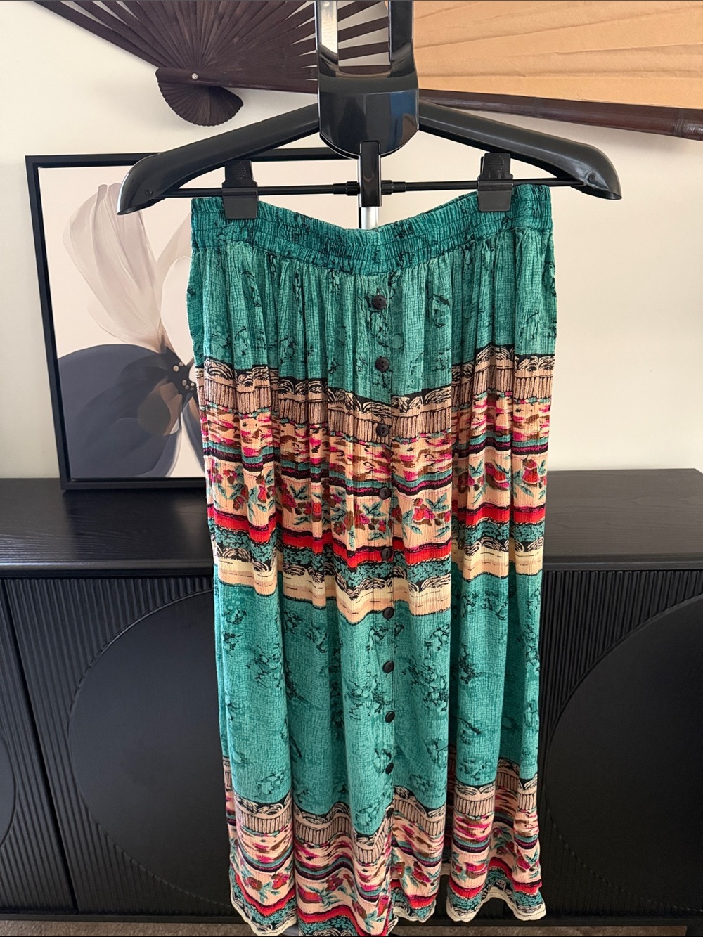 Vintage 80’s Exclusif By Whispers Boho Crinkle Skirt